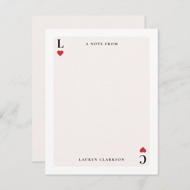 Playing Card Inspired Stationery Note Card (Front/Back)
