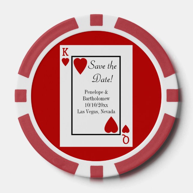 Playing Card King/Queen Save the Date Favour Poker Chips (Front)