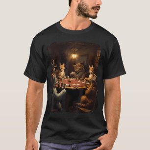 Playing Card Pop Art Gambling Cats Playing Poker T-Shirt