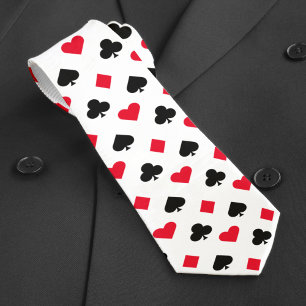 Playing Card Suit Pattern White Tie