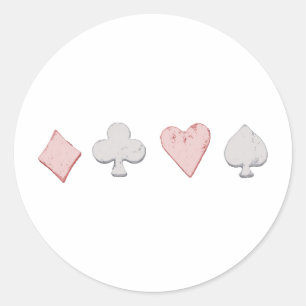 Playing Card Suit Row Classic Round Sticker