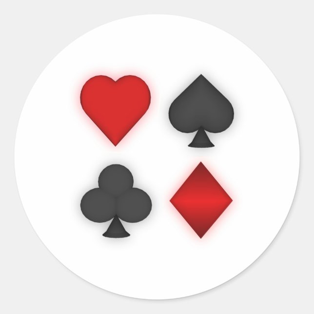 Playing Card Suits: Classic Round Sticker (Front)