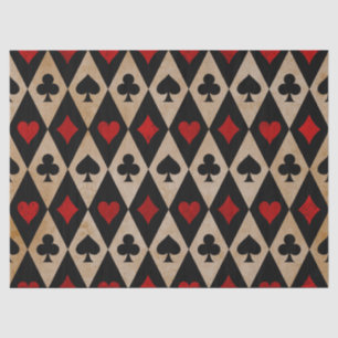 Playing Card Suits on Black and Tan Decoupage Tissue Paper