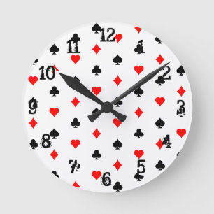 Playing Card Suits Pattern: Wall Clock