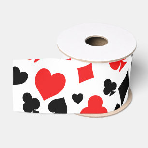 Playing card suits Print, Poker Harlequin Pattern Grosgrain Ribbon