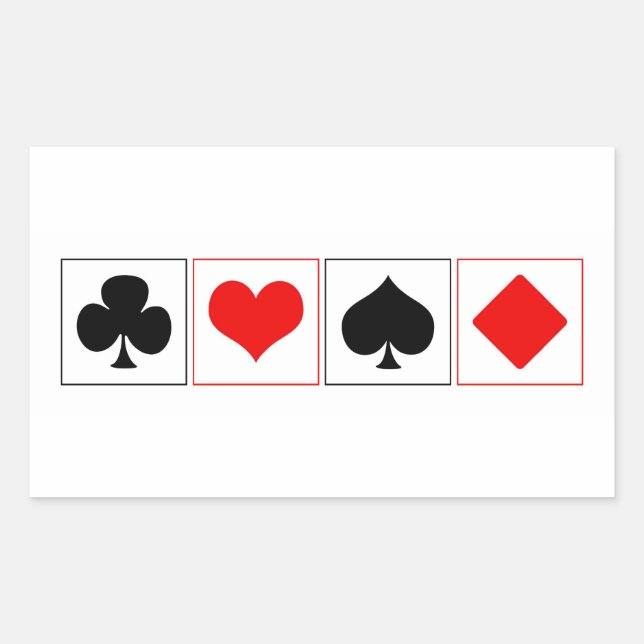 Playing card suits rectangular sticker (Front)