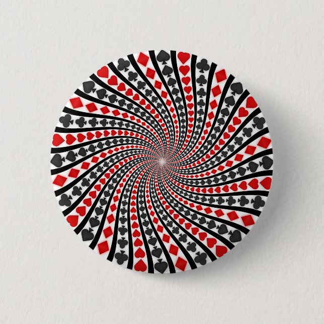 Playing Card Suits Spiral: 6 Cm Round Badge (Front)