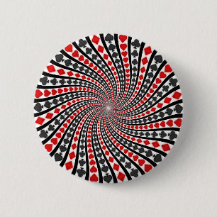 Playing Card Suits Spiral: 6 Cm Round Badge