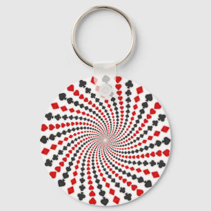 Playing Card Suits Spiral: Key Ring