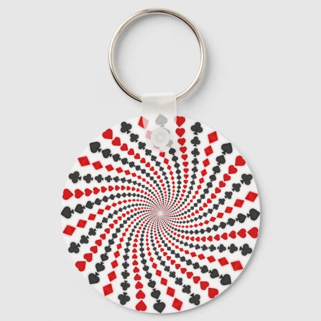 Playing Card Suits Spiral: Key Ring (Front)