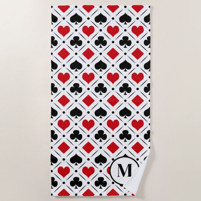 Playing card suits symbols beach towel (Front)