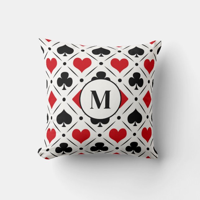 Playing card suits symbols cushion (Front)