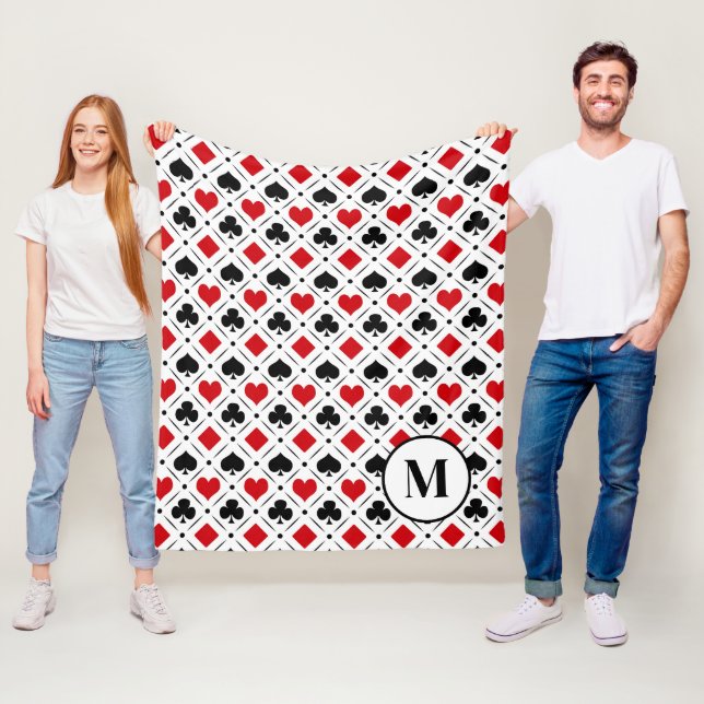 Playing card suits symbols fleece blanket (In Situ)
