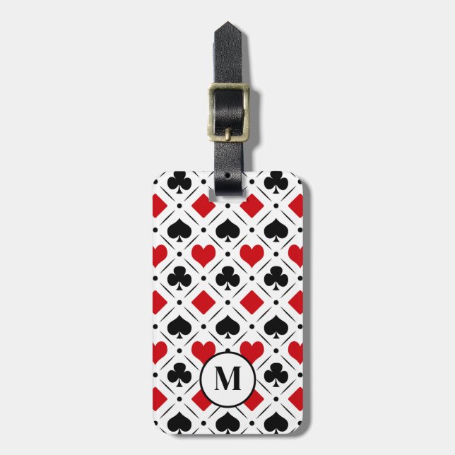 Playing card suits symbols luggage tag (Front Vertical)