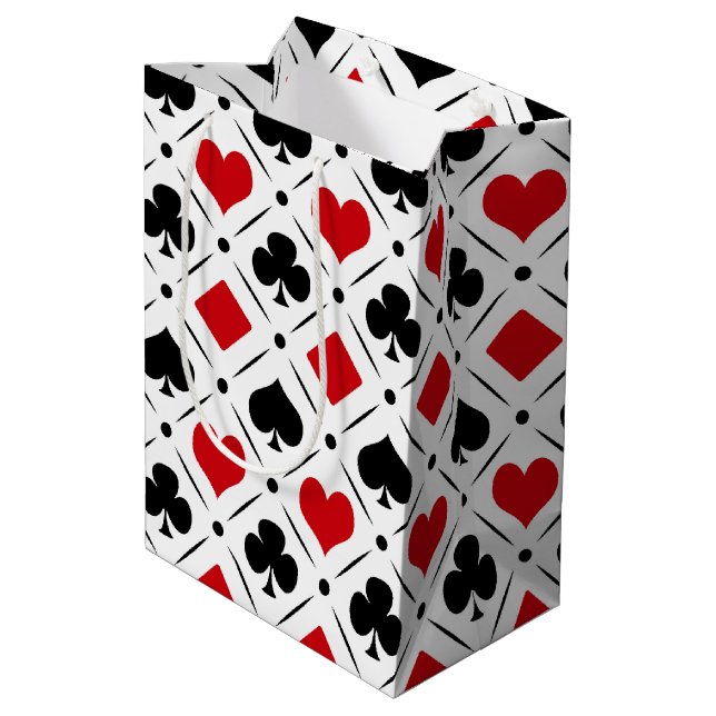 Playing card suits symbols medium gift bag (Back Angled)