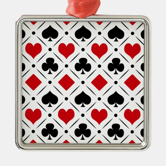 Playing card suits symbols metal tree decoration (Front)