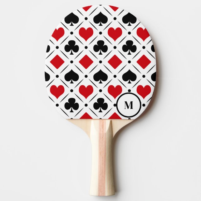Playing card suits symbols ping pong paddle (Front)
