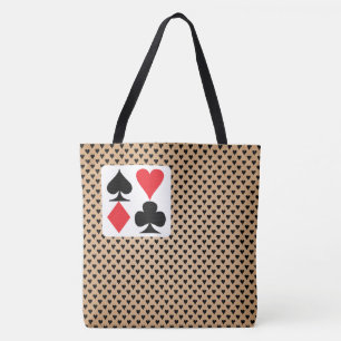 Playing Card Symbols Pattern Kraft black hearts  Tote Bag