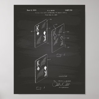 Playing Cards 1972 Patent Art Chalkboard Poster