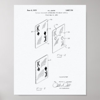 Playing Cards 1972 Patent Art White Paper Poster