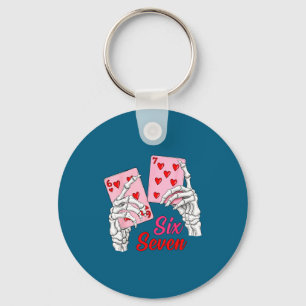 Playing Cards 67 Valentine Skeleton Hand Six Seven Key Ring