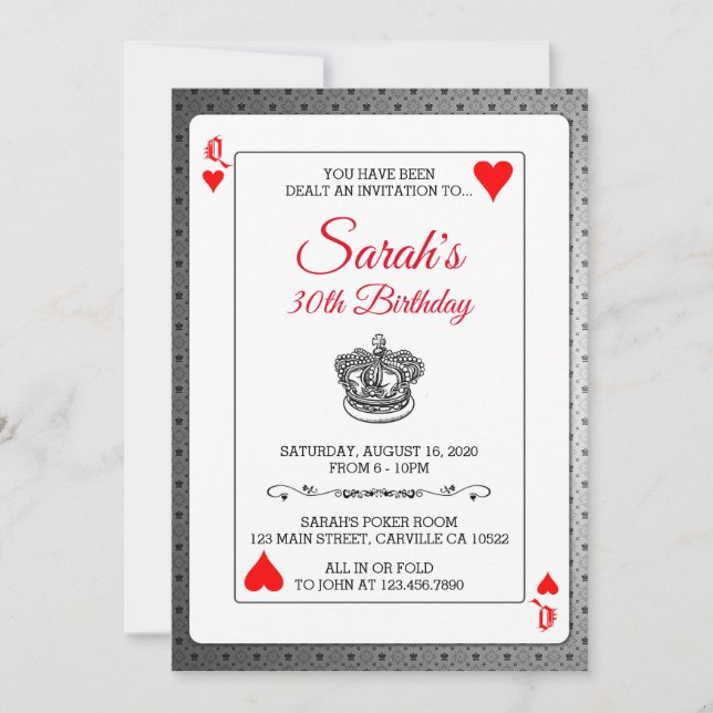 Playing Cards Birthday Invitation (Front)