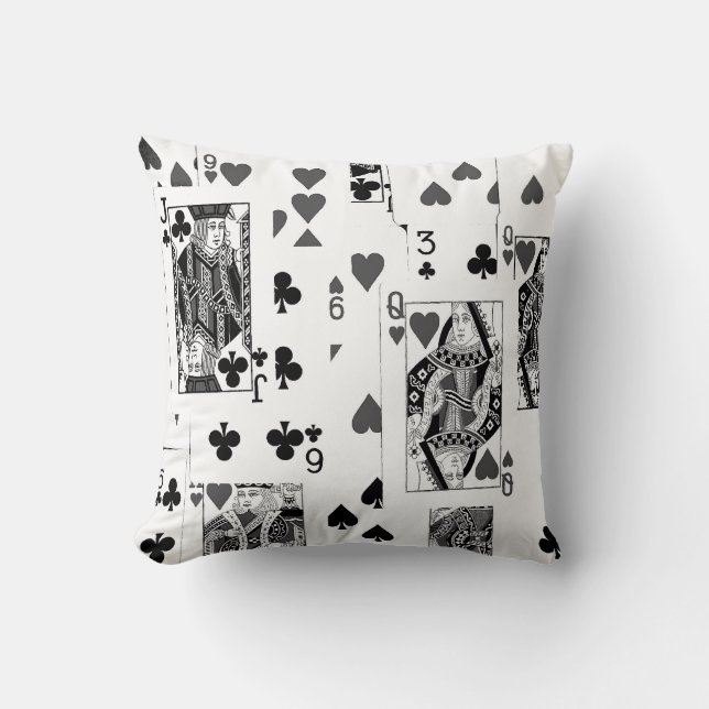 Playing Cards Black and White pillow cushion (Front)