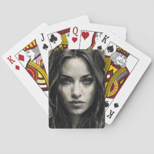 Playing Cards Black and White Women Face