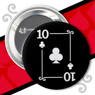 Playing Cards Costume 10 Clubs Card Ten Card 6 Cm Round Badge
