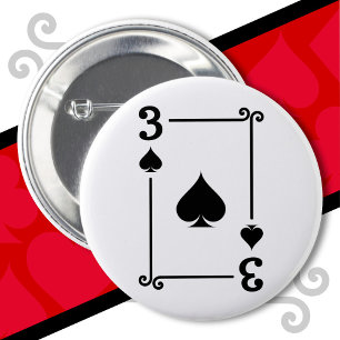 Playing Cards Costume 3 Spades Card Three Card 6 Cm Round Badge