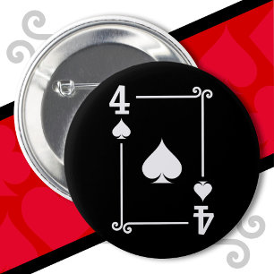 Playing Cards Costume 4 Spades Card Four Card 6 Cm Round Badge