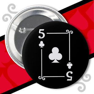 Playing Cards Costume 5 Clubs Card Five Card 6 Cm Round Badge