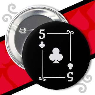 Playing Cards Costume 5 Clubs Card Five Card 6 Cm Round Badge