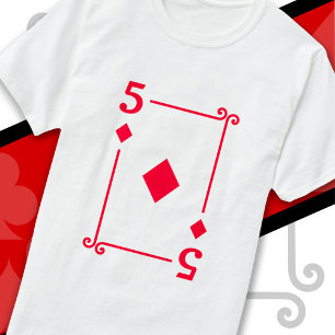 Playing Cards Costume 5 Diamonds Card Five Card T-Shirt