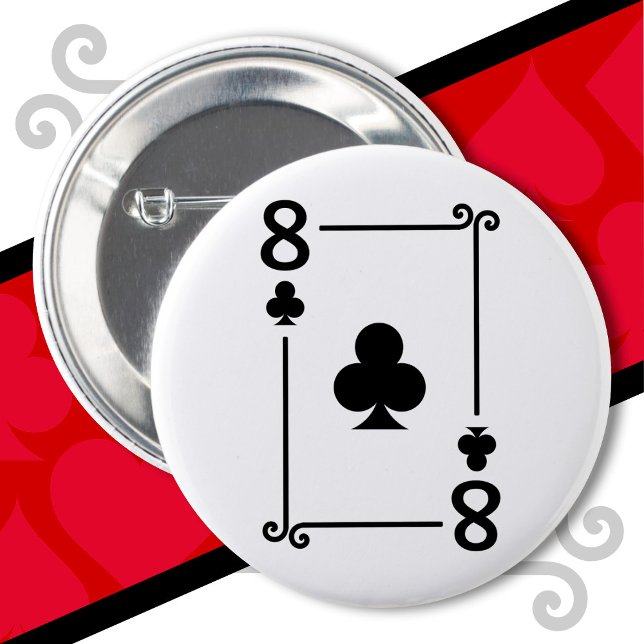 Playing Cards Costume 8 Clubs Card Eight Card 6 Cm Round Badge (Creator Uploaded)