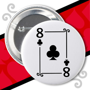 Playing Cards Costume 8 Clubs Card Eight Card 6 Cm Round Badge