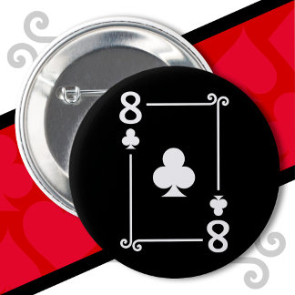 Playing Cards Costume 8 Clubs Card Eight Card 6 Cm Round Badge