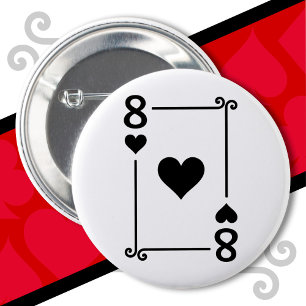 Playing Cards Costume 8 Hearts Card Eight Card 6 Cm Round Badge