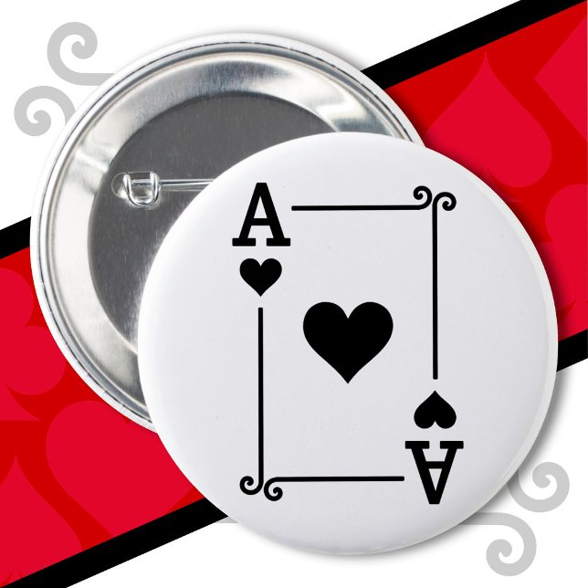 Playing Cards Costume Ace Hearts Card Ace Card 6 Cm Round Badge (Creator Uploaded)