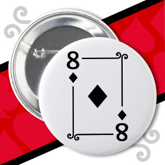 Playing Cards Costume Eight Card 8 of Diamonds 6 Cm Round Badge