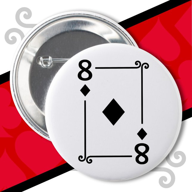 Playing Cards Costume Eight Card 8 of Diamonds 6 Cm Round Badge (Creator Uploaded)