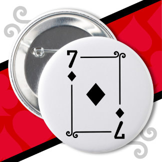 Playing Cards Costume Seven Card 7 of Diamonds 6 Cm Round Badge