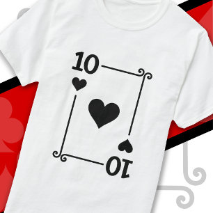 Playing Cards Costume Ten Card 10 of Hearts T-Shirt
