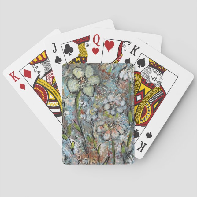 Playing cards featuring mixed media floral design (Back)