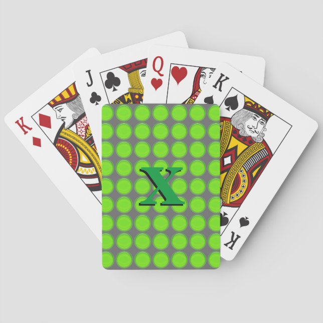 Playing Cards - Green Dots with Initial (Back)