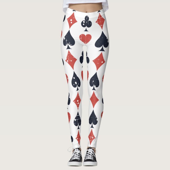Playing Cards: Grunge Abstract Pattern Leggings (Front)