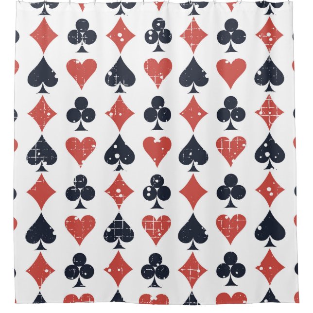 Playing Cards: Grunge Abstract Pattern Shower Curtain (Front)