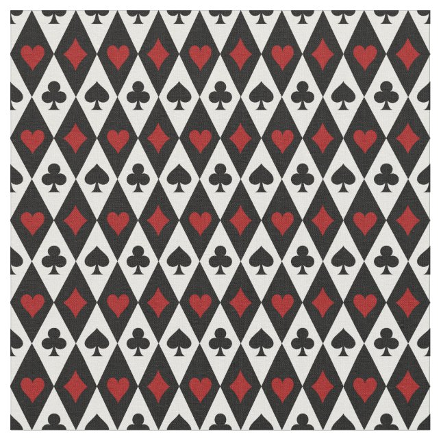 Playing Cards Harlequin Fabric (Close Up)
