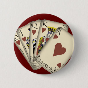 PLaying cards, hearts, collectable 6 Cm Round Badge