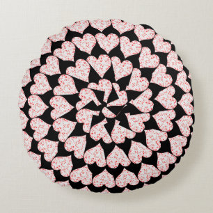 Playing Cards Hearts In Heart Shapes, Round Cushion